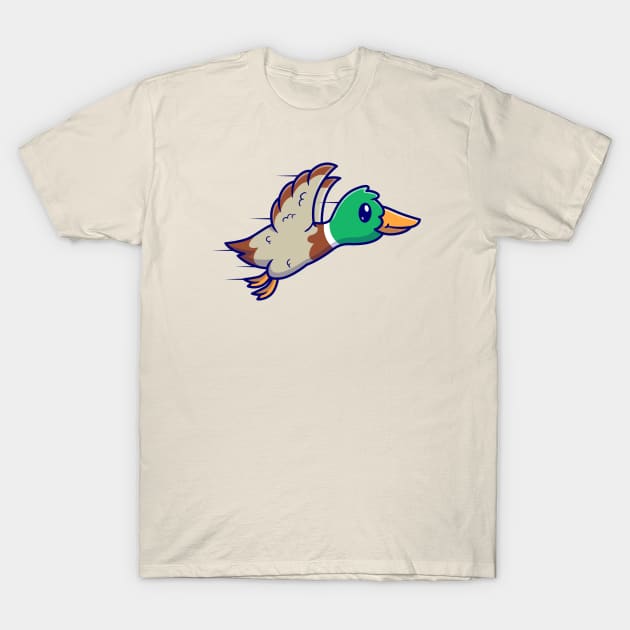 Cute Duck Bird Flying Cartoon T-Shirt by Catalyst Labs